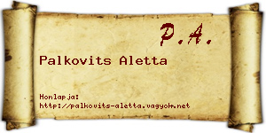 Palkovits Aletta névjegykártya